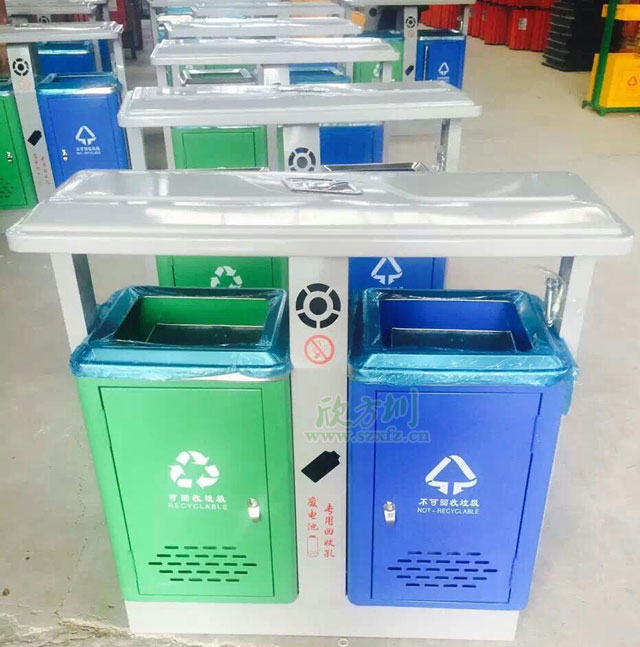 戶(hù)外鐵垃圾桶2分類(lèi)噴塑工廠(chǎng)制作圖