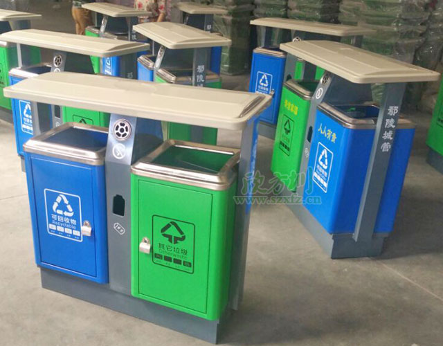 戶(hù)外鐵垃圾桶2分類(lèi)噴塑工廠(chǎng)制作圖